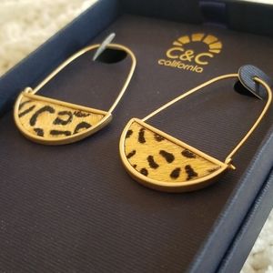 C&C Faux Calf Hair Leopard Print Earrings Animal